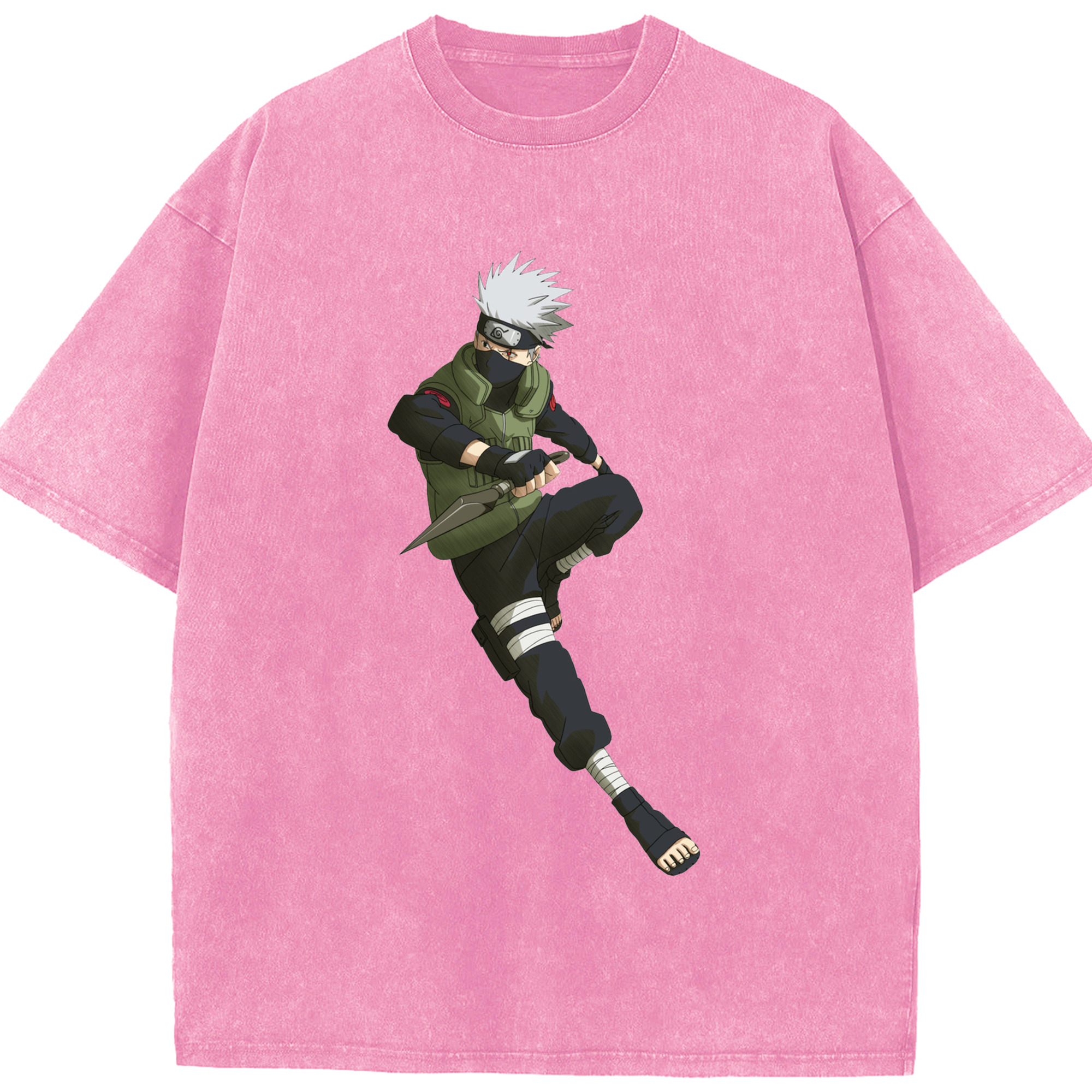 （画像用） NARUTO -ナルト- はたけ カカシ Hatake Kakashi 綿100% ヴィンテージ風 半袖Tシャツ（フロントプリント）